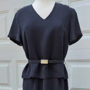NWT Size 12 SC Basics Black SS Belted long dress